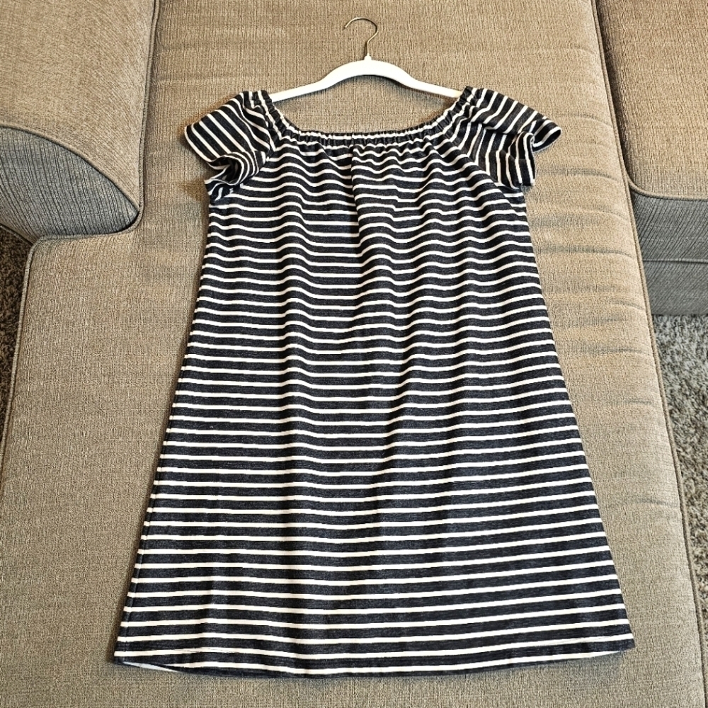 Madewell Melody Off the Shoulder Casual Striped Boho Dress Size Medium
